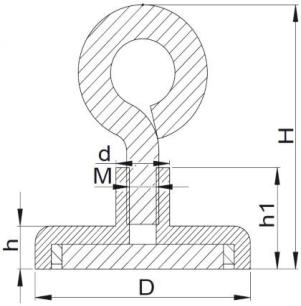 Magnet with Eye Bolt SWNF Line Drawing Magnet with Eye Bolt SWNF Line Drawing